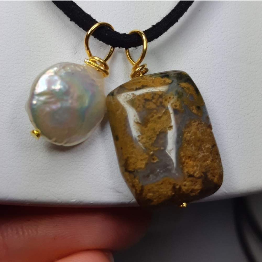 Jasper and Coin Pearl Necklace